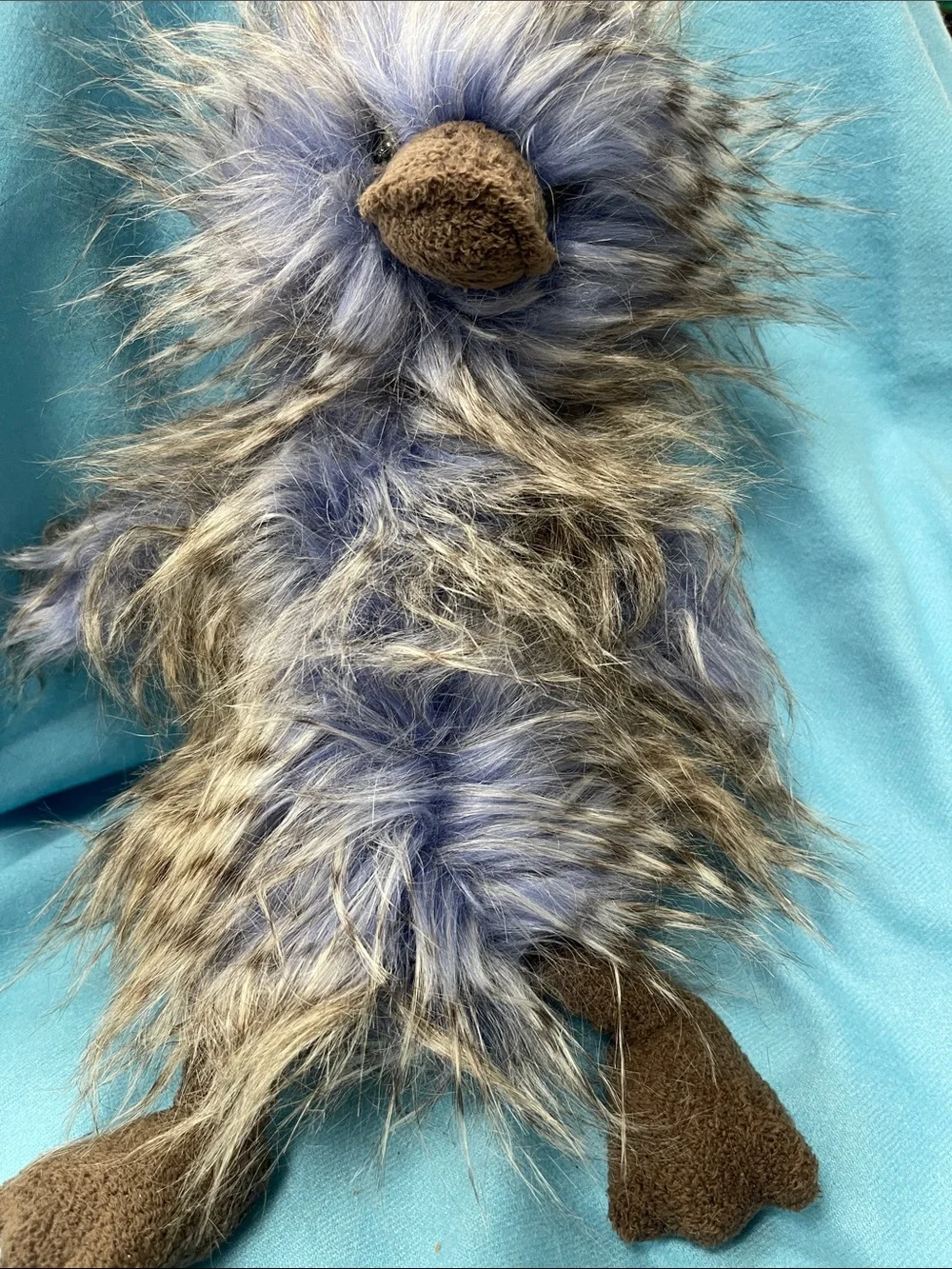 Jellycat Blue and Brown Fuzzy Small Plush